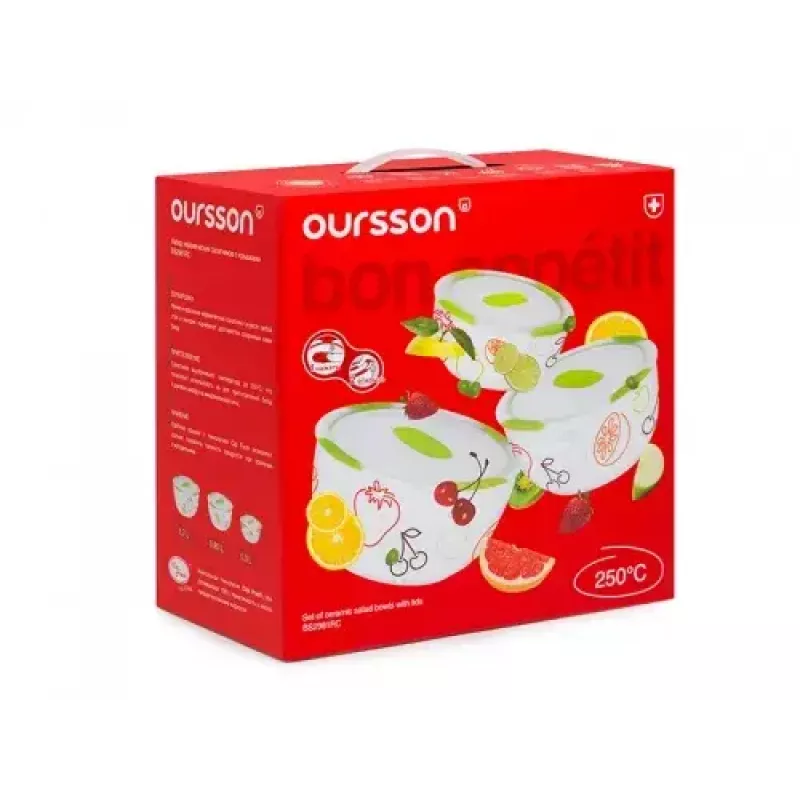 Salad bowl Oursson BS2981RC/GA Round Ceramic Multicolour 3 pcs