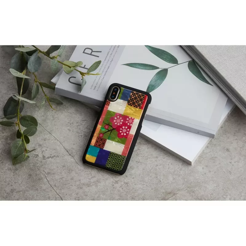 Smartphone case iKins for iPhone XS/S — Cherry Blossom White design, protective hard shell fit
