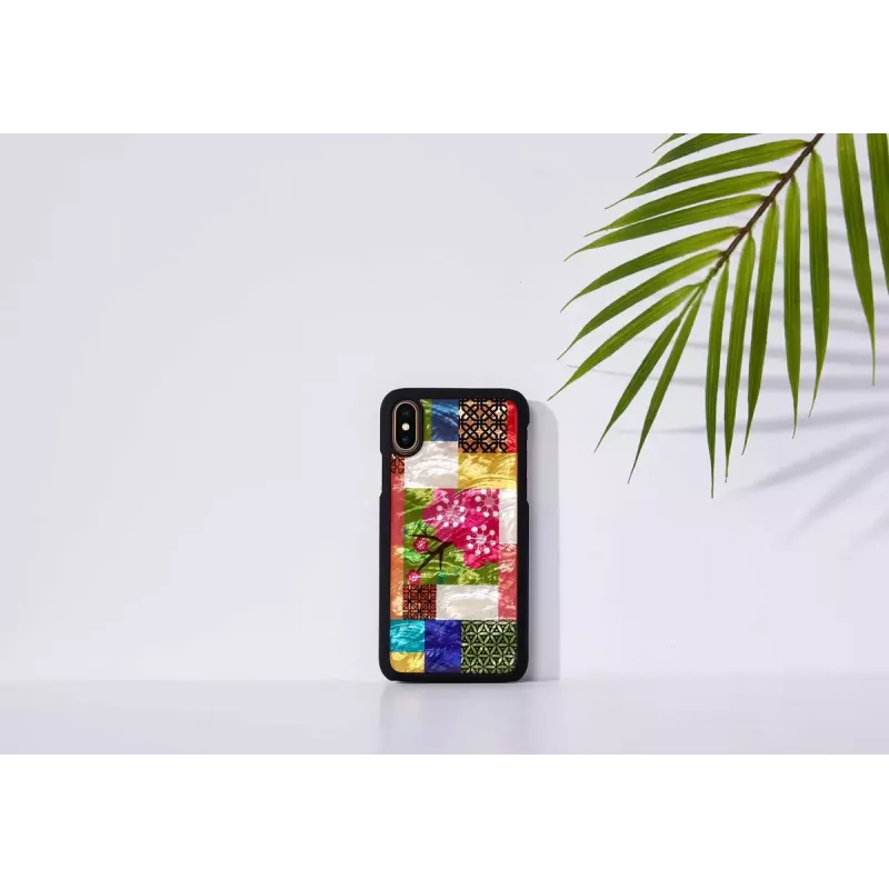 Smartphone case iKins for iPhone XS/S — Cherry Blossom White design, protective hard shell fit