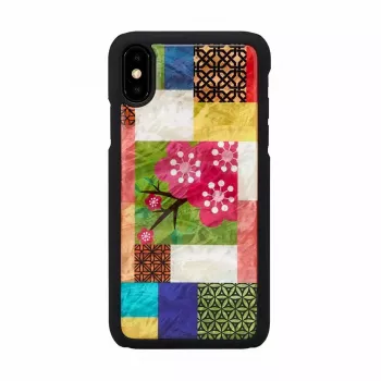 Smartphone case iKins for iPhone XS/S — Cherry Blossom White design, protective hard shell fit