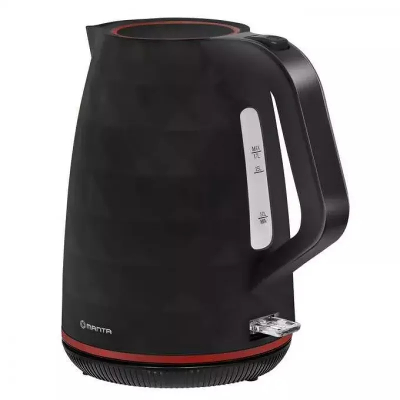 Electric kettle MANTA KTL9230B 1.7L 2200W Black, plastic body, Strix controller, water level indicator