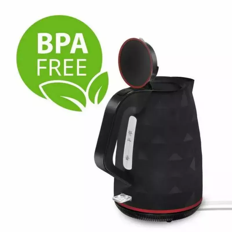 Electric kettle MANTA KTL9230B 1.7L 2200W Black, plastic body, Strix controller, water level indicator