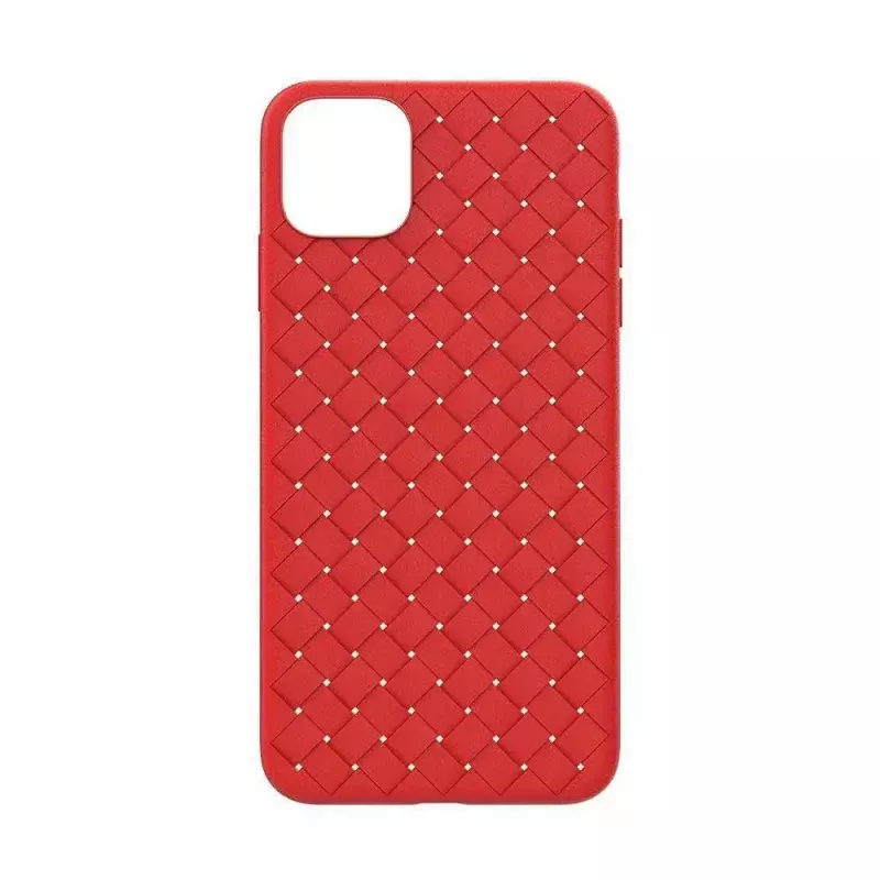 Phone soft case Devia for iPhone 11 Pro — woven pattern, red