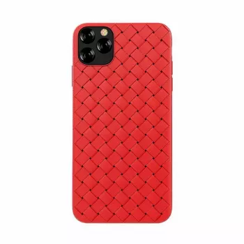 Phone soft case Devia for iPhone 11 Pro — woven pattern, red