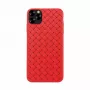 Phone soft case Devia for iPhone 11 Pro — woven pattern, red