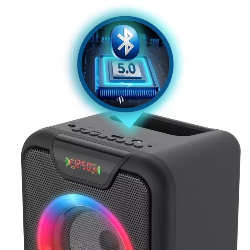 Portable Bluetooth speaker MANTA SPK816 — 30W RMS, Bluetooth 5.0, USB/SD/AUX, FM, 4h battery, Black