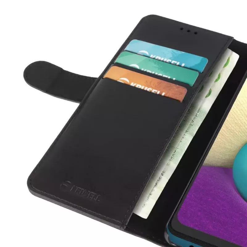 Wallet case Krusell Galaxy A02 16.5 cm Black 3 card pockets