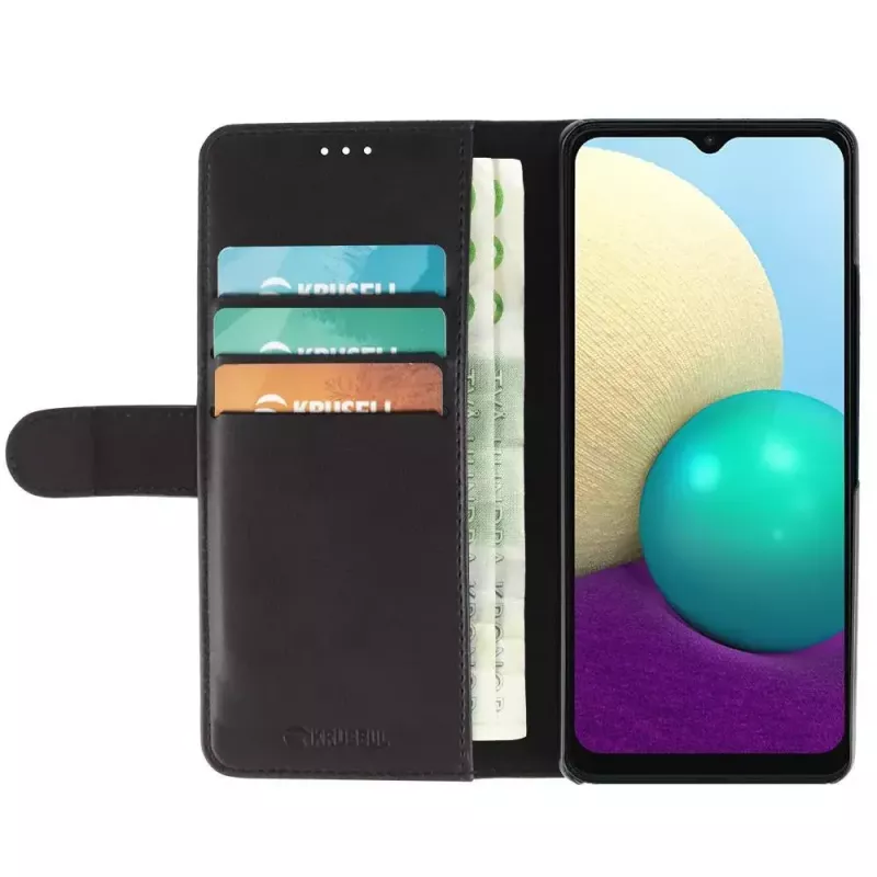 Wallet case Krusell Galaxy A02 16.5 cm Black 3 card pockets
