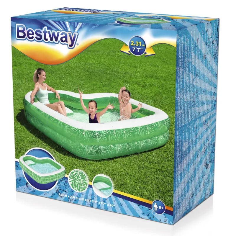 Bestway 7'7 inch x 7'7 inch x 20 inch/2.31m x 2.31m x 51cm Tropical Paradise Family Pool