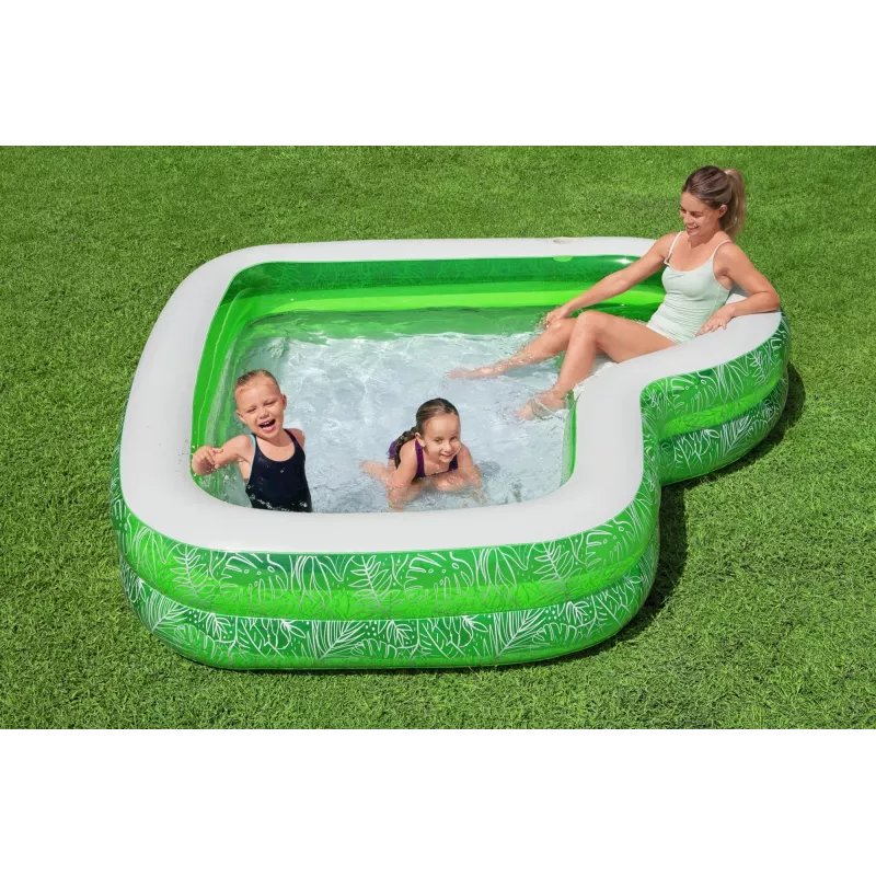 Bestway 7'7 inch x 7'7 inch x 20 inch/2.31m x 2.31m x 51cm Tropical Paradise Family Pool