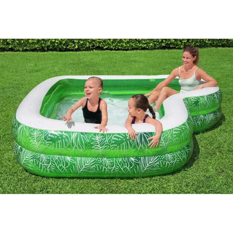Bestway 7'7 inch x 7'7 inch x 20 inch/2.31m x 2.31m x 51cm Tropical Paradise Family Pool
