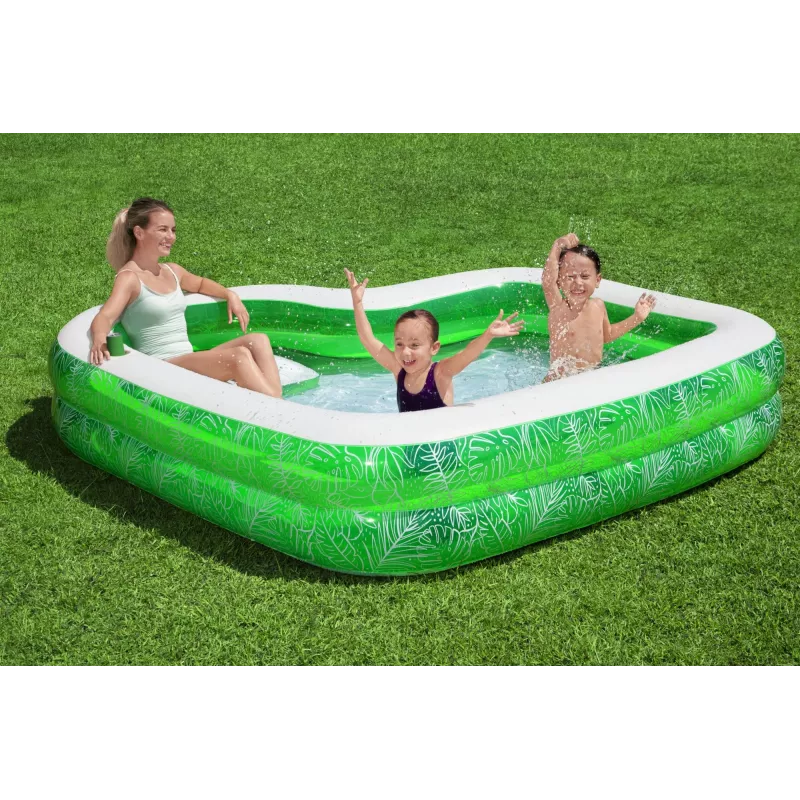 Bestway 7'7 inch x 7'7 inch x 20 inch/2.31m x 2.31m x 51cm Tropical Paradise Family Pool