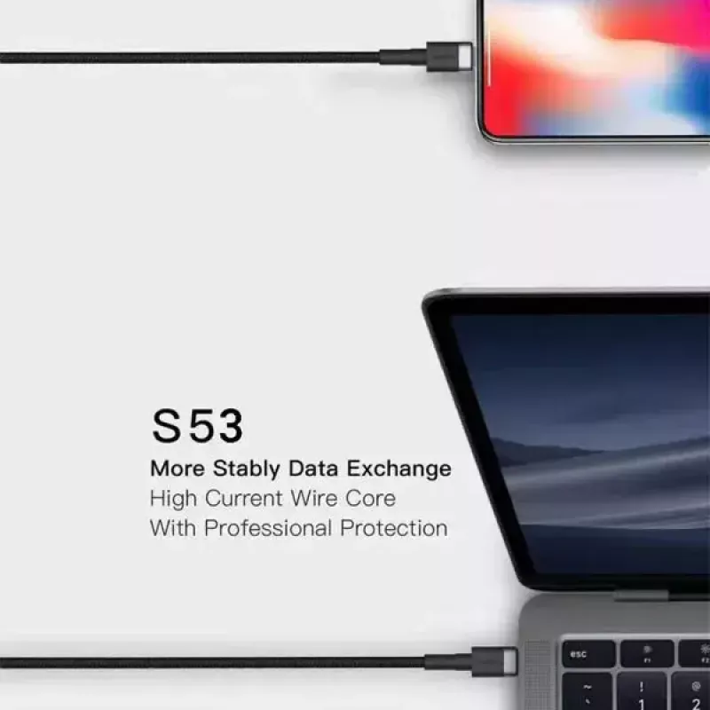 USB-C to USB-C cable Orsen S53, 1 m, 3 A, red