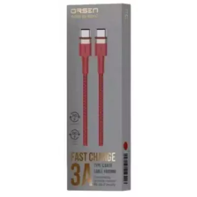 USB-C to USB-C cable Orsen S53, 1 m, 3 A, red