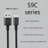 USB A to USB-C cable Orsen S9C 1 m, 2.1 A, black