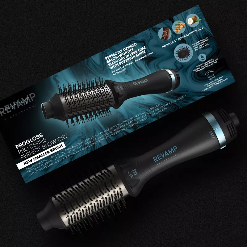 Revamp Progloss Pro Define Perfect Blow Dry Hot air brush Warm Black 900 W 3 m