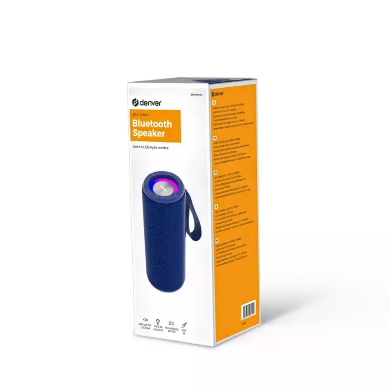 Mono Portable Speaker Denver BTV-213BU Blue, Silver