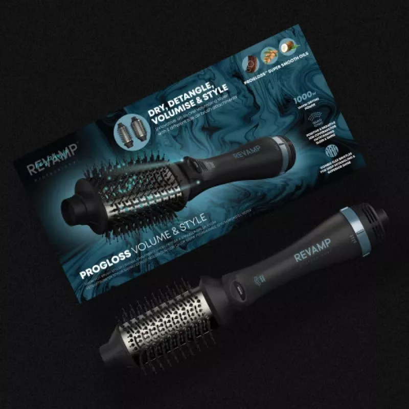 Revamp Progloss Volume & Style Hot Brush Style Hot air brush Warm Black 1000 W 3 m