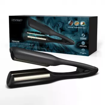 Revamp Progloss 2-in-1 Beach & Volume Waver Curling iron Warm Black 3 m