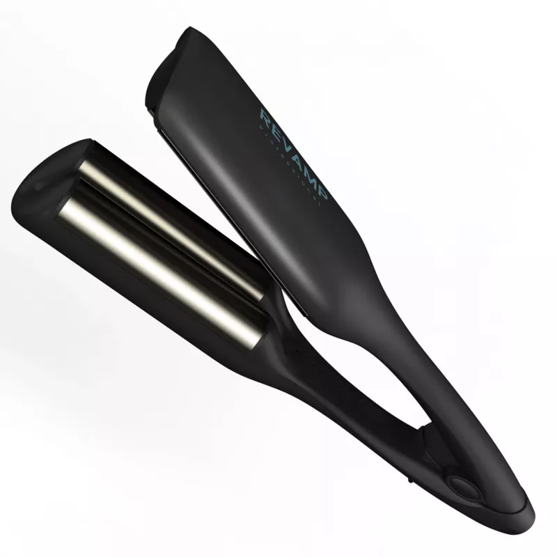 Revamp Progloss 2-in-1 Beach & Volume Waver Curling iron Warm Black 3 m