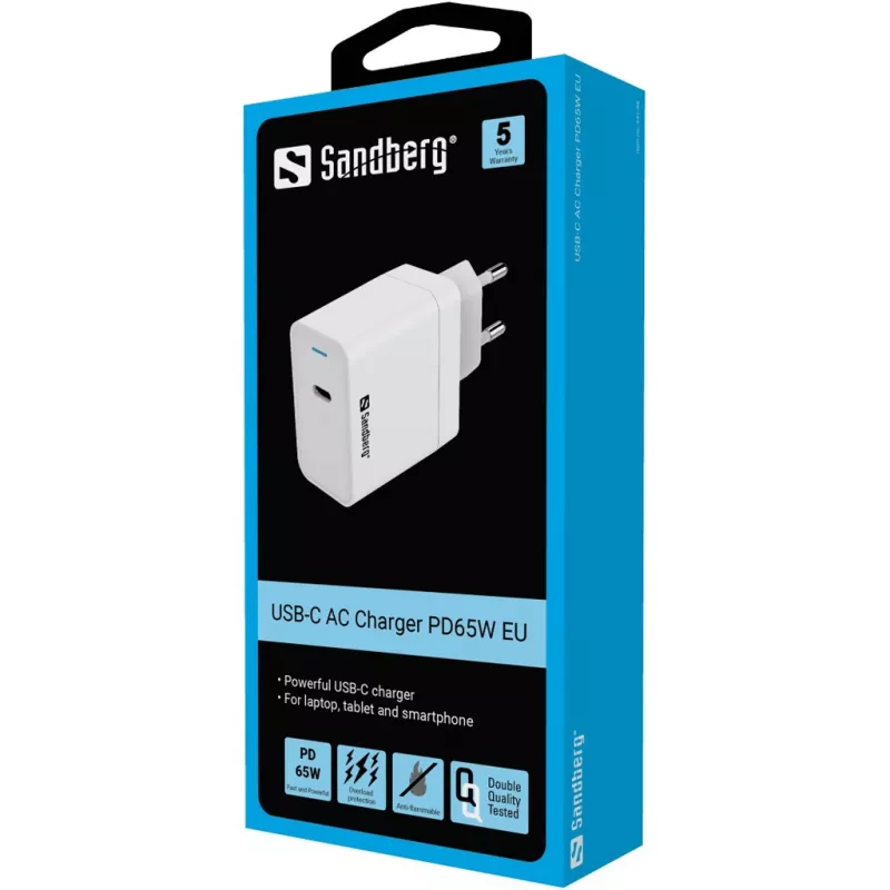AC Charger Sandberg USB-C PD65W EU Indoor Universal White