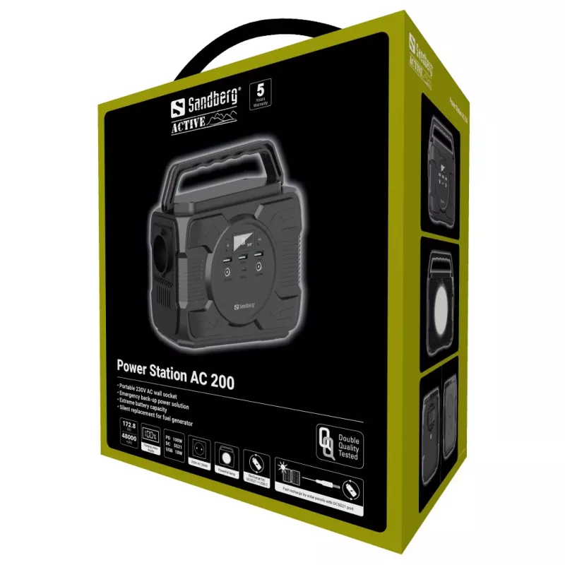 Portable Battery Sandberg Power Station AC 200, 48000 mAh