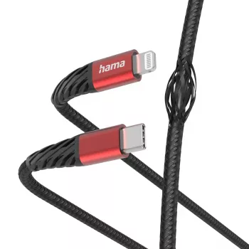 Hama Extreme Lightning to USB C Cable 1.5m 3A Black Red