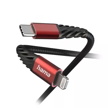 Hama Extreme Lightning to USB C Cable 1.5m 3A Black Red