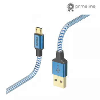 Hama Reflective USB cable USB 2.0 1.5 m USB A Micro-USB B Blue