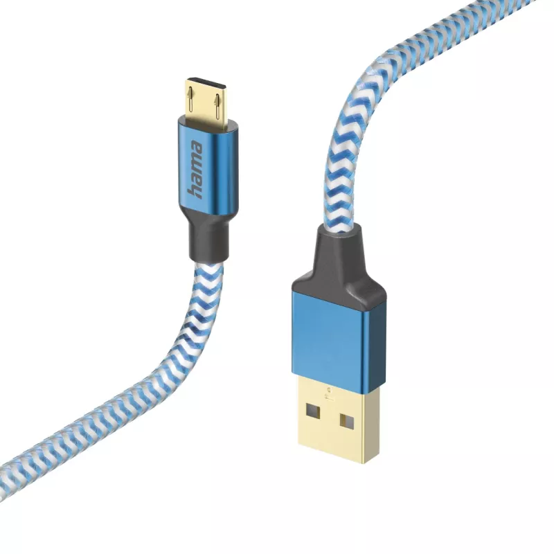 Hama Reflective USB cable USB 2.0 1.5 m USB A Micro-USB B Blue