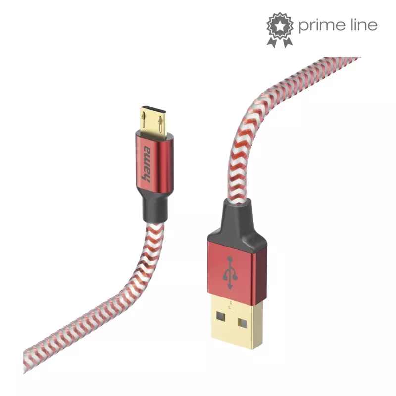 Hama Reflective USB cable USB 2.0 1.5 m USB A Micro-USB B Red