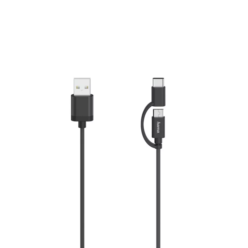 Hama 00200616 USB cable USB 2.0 0.75 m USB A USB C/Micro-USB A Black