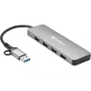 Sandberg USB-C/A to 4xUSB 3.0 Hub Aluminium 5000 Mbit/s