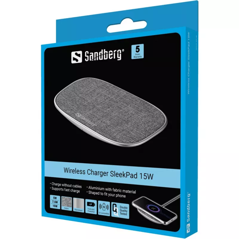 Wireless Charger Sandberg SleekPad 15W Indoor USB Universal