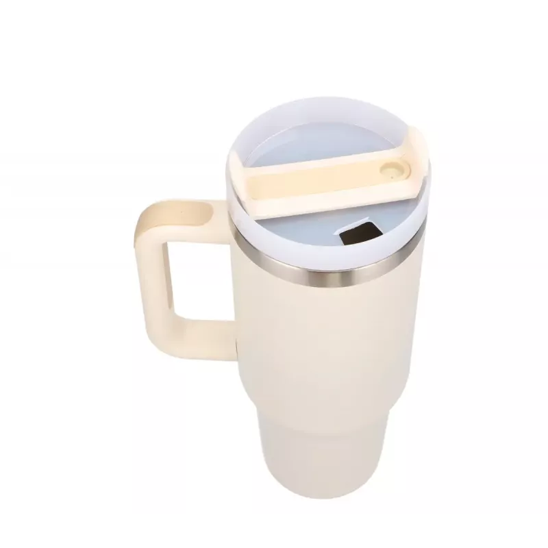 Travel mug Extralink Black Forest 1200 ml beige — thermal cup with straw and handle