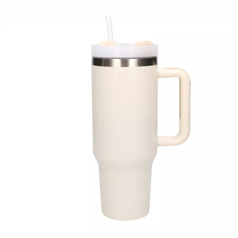Travel mug Extralink Black Forest 1200 ml beige — thermal cup with straw and handle