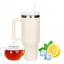 Travel mug Extralink Black Forest 1200 ml beige — thermal cup with straw and handle