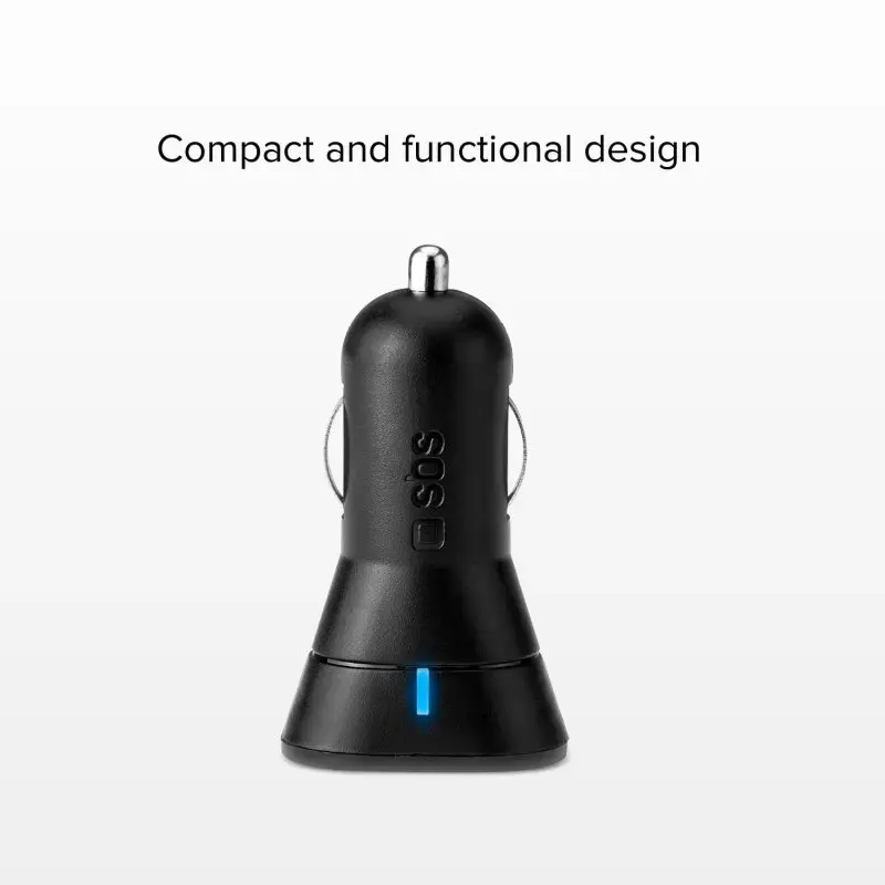 Car Charger SBS Mobile TECR2USB24AFAST — Auto USB charger, cigar lighter power, universal, black