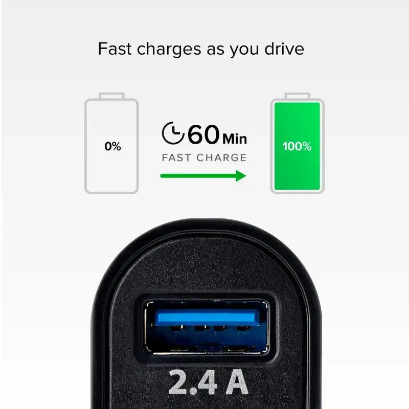 Car Charger SBS Mobile TECR2USB24AFAST — Auto USB charger, cigar lighter power, universal, black