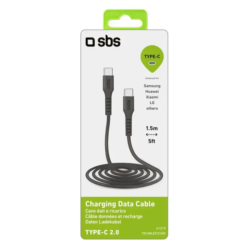 USB-C to USB-C cable SBS Mobile TECABLETCC20K 1.5 m, USB 2.0, Black