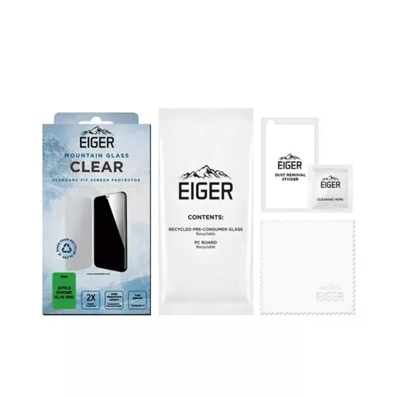 Screen protector EIGER Mountain Glass Clear iPhone 15/15 Pro Tempered glass