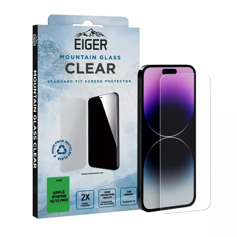 Screen protector EIGER Mountain Glass Clear iPhone 15/15 Pro Tempered glass