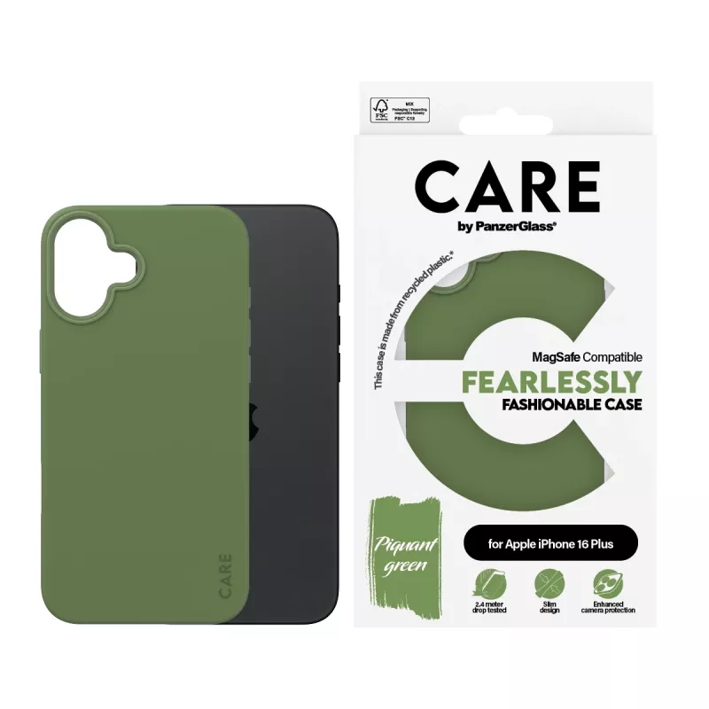 PanzerGlass CARE™ by ® Case Green w. MagSafe iPhone 16 Plus, Cover, Apple, Apple - iPhone 16 Plus, Green