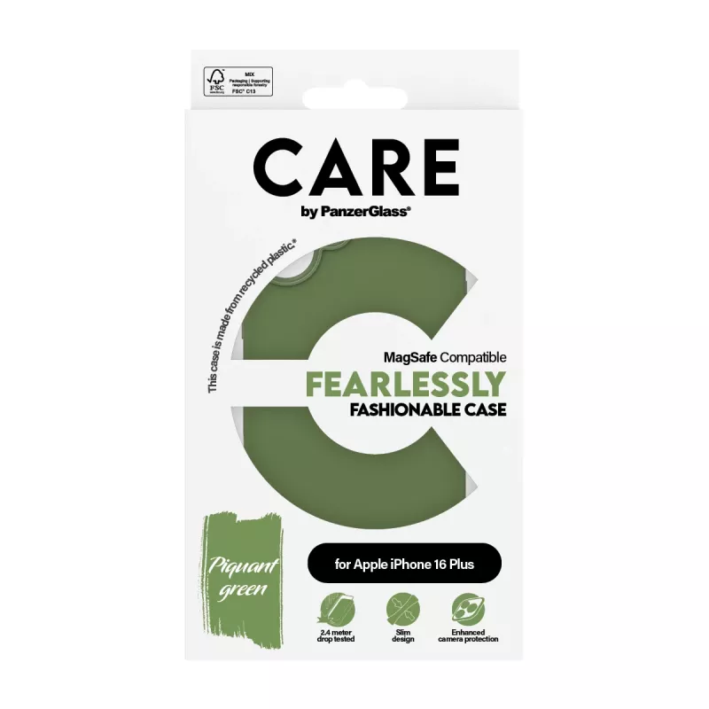 PanzerGlass CARE™ by ® Case Green w. MagSafe iPhone 16 Plus, Cover, Apple, Apple - iPhone 16 Plus, Green