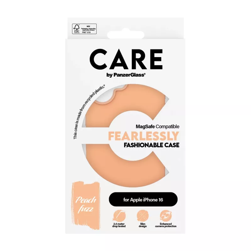Cover PanzerGlass CARE by ® Fashionable Case Peachy w. MagSafe iPhone 16 Transparent