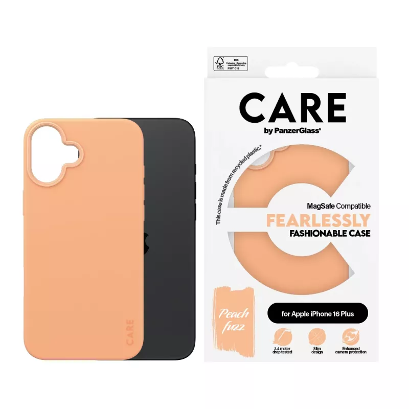 Cover PanzerGlass CARE by ® Fashionable Case Peachy w. MagSafe iPhone 16 Plus Transparent