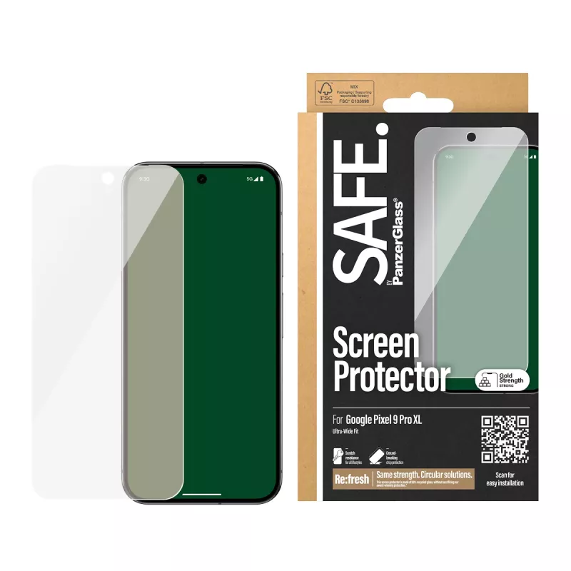 Screen Protector PanzerGlass SAFE. by ® Google Pixel 9 Pro XL Ultra-Wide Fit Scratch Shock Resistant