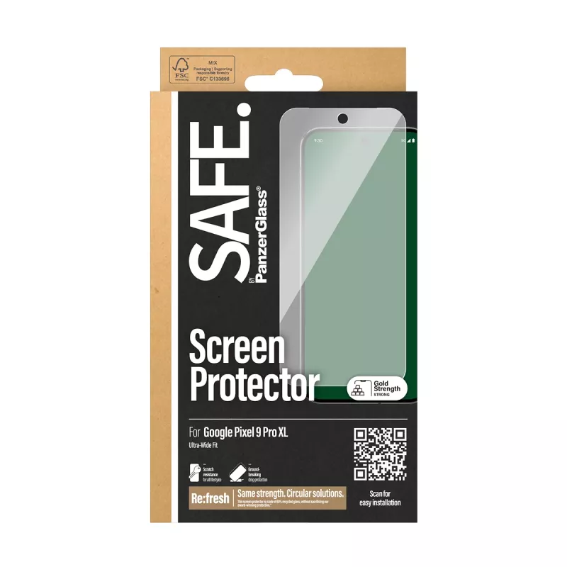 Screen Protector PanzerGlass SAFE. by ® Google Pixel 9 Pro XL Ultra-Wide Fit Scratch Shock Resistant