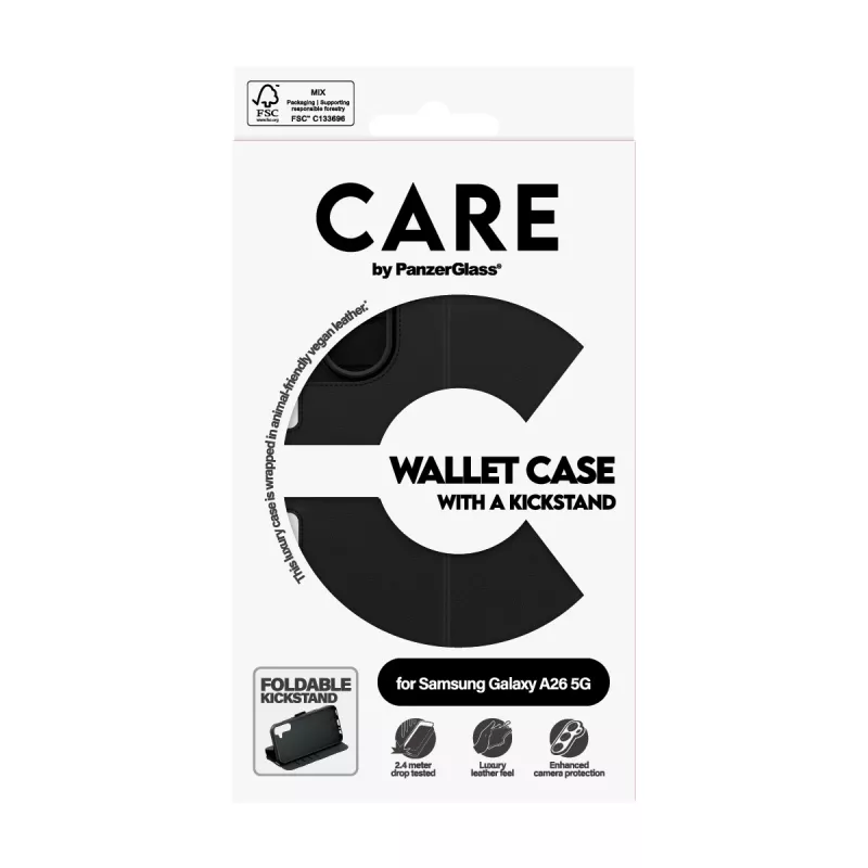 Wallet Case PanzerGlass Samsung Galaxy A26 5G Black with Kickstand