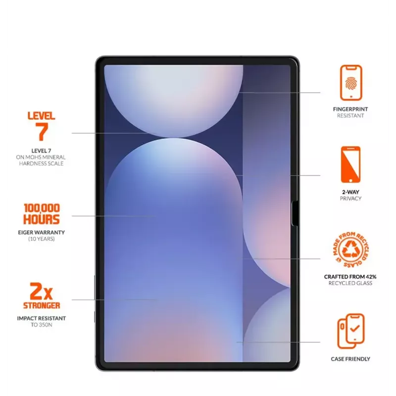 Eiger Mountain Black Privacy Screen Protector for Samsung Galaxy Tab S10 FE+